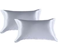 CANDeal 2 pièces 48x74cm Taie d'oreiller en soie, fermeture enveloppe, taie d'oreiller anti-âge, blanc