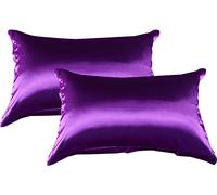 CANDeal 2 pièces 48x74cm Taie d'oreiller en soie, fermeture enveloppe, taie d'oreiller anti-âge, violet foncé