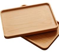 CANDeal 2 pièces Assiette en bois Plateau de service - Hêtre - Rectangle 25 x 17 cm