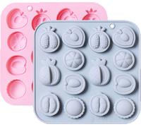 CANDeal 2 pièces en forme de fruits Moule en silicone Ananas Durian Mangousteen Pêche Moule à pralines 3D Fruits d'été Moule à glace Pour gelée Fondant Savon Oursons gélifiés Gâteau Cupcake Topper Déc