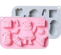 CANDeal 2 PIÈCES Moules en silicone de Noël Moule à bonbons antiadhésif Moule à gâteaux gélifiés, Moules à savon faits main, Actions du Père Noël, Cadeau, Bonhomme de neige Pour la fête de Noël