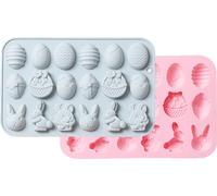 CANDeal 2 PIÈCES Oeuf de Pâques Moule en silicone Lapin de Pâques Moules en silicone Pour le chocolat, Moule à pâtisserie en résine en forme d'oeuf Moule à chocolat Casserole en silicone de bonbons Po