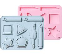 CANDeal 2 x moules en silicone pour la papeterie et les étoiles pour la pâtisserie à la maison, les bonbons, le chocolat, la gelée, le savon DIY et la résine, moules en silicone pour les crayons de co