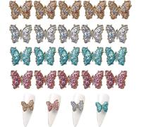 CANDeal 20 pièces papillon ongles charms strass métal charms pour les ongles alliage AB cristaux pierres précieuses diamants pour les ongles Flatback Nail Art strass pour les femmes filles ongles DIY