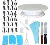 CANDeal 36 STK. Plateau à gâteaux Pivotant Support à gâteaux Plateau tournant Cake Decorating Turntable, poche à douille et set de conseils, spatule à glacer et lisse, outils de pâtisserie