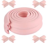 CANDeal 4 mètres de protection de bord de fil rayé et 8 x protection de coin, mousse haute densité premium bébé outil ménager de protection pour table, banc et autres meubles de maison - Rose