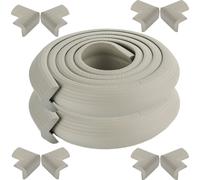 CANDeal 4 mètres de protection de bord de fil rayé et 8 x protections de coin, mousse haute densité premium bébé outil ménager de protection pour table, banc et autres meubles de maison - Gris