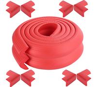 CANDeal 4 mètres de protection de bord de fil rayé et 8 x protections de coin, mousse haute densité premium bébé outil ménager de protection pour table, banc et autres meubles de maison - Rouge