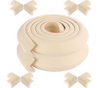 CANDeal 4 mètres de protection de bord de veine rayée et 8 x protection de coin, mousse de haute densité premium bébé outil ménager de protection pour table, banc et autres meubles de maison - Beige