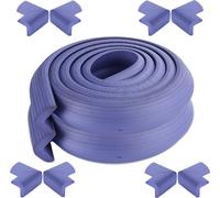 CANDeal 4 mètres de protection de bord de veine rayée et 8 x protection de coin, mousse de haute densité premium bébé outil ménager de protection pour table, banc et autres meubles de maison - lac ble