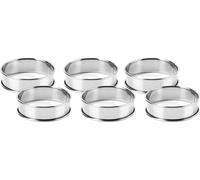 CANDeal 6 pcs 10CM anneau à tarte anneau à gâteau crumpets anneaux ronds en acier inoxydable argent pour la cuisine et la pâtisserie