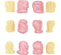 CANDeal 6 pcs emporte-pièce de biscuits dinosaures, Moule gaufré 3D pour biscuits, Emporte-pièce pour gâteaux en fondant, Bonbons pétards animaux, Tampon de printemps, Découpeur de piston, Moules Dino