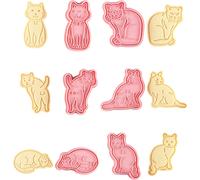 CANDeal 6 pcs. Emporte-pièces Chats Avec Tampons, Moules à Biscuits Pour La Pâtisserie, Moules à Biscuits Embossés, Presse, Set de Moules à Biscuits Chatons Pour Gourmandises, Accessoires Pour Biscuit