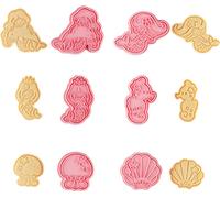 CANDeal 6 pièces Moules à découper mignons sirène, Moule à biscuits de dessin animé, Set de tampons à biscuits sirène, Ustensiles de cuisine, Plastique, Princesse sirène, Presse à biscuits