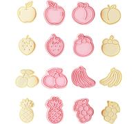 CANDeal 8 Pièces Découpe Fruits Avec Set De Tampons, 3D Pomme, Fraise, Cerise, Ananas, Pêche, Banane, Raisin, Emporte-pièces Pour Gourmandises, DIY, Biscuits, Gâteaux, Accessoires De Pâtisserie