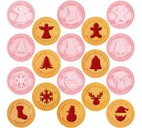 CANDeal 9 Pièces Tampon à Biscuits en Plastique Avec Tampon Pour La Cuisson À La Maison, 3D Moules à Découper Des Pièces De Noël, Chaussette De Sapin De Noël, Bonhomme De Neige, Rênes, Cerf, Moules À 