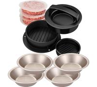CANDeal Burger Making Set, Pack de 4 moules à pain, 3 en 1 presse à hamburgers farcie, Set de hamburgers farcis antiadhésifs avec 100 papiers à hamburgers s, Hamburger Patty Press