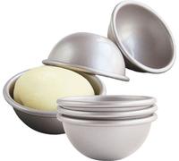 CANDeal Ensemble de 6 moules à gâteaux hémisphériques antiadhésifs, Moule semi-circulaire En acier au carbone, Demi-sphère, Moule à gâteaux en mousseline, Gâteau bikini, Dessert, Pudding, Moule à pâti