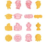 CANDeal Ensemble de 8 emporte-pièces pour biscuits de fin d'études, Tampon à biscuits, Presse à sandwichs à biscuits, Brochure, Chapeau de fin d'études, Talle, Diplôme, Diplômé, Étoile, Plaque Et Étoi