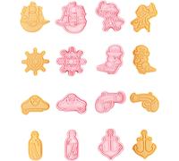 CANDeal Ensemble de 8 Moules Pirates avec Tampon, PP écologique, Pour La Cuisine, Moules De Décoration De Gâteaux Pour Enfants, Pâtisserie, Tampons De Gaufrage, Accessoires De Moulage, Biscuits, Outil