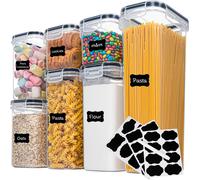 CANDeal Kit de 7 récipients hermétiques pour la conservation des aliments, Couvercle sans BPA, Récipients en plastique pour les céréales Pour la conservation dans la cuisine, Avec étiquettes et marque