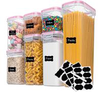 CANDeal Kit de 7 récipients hermétiques pour la conservation des aliments, Couvercles sans BPA, Récipients en plastique pour les céréales Pour la conservation dans la cuisine, Avec étiquettes et marqu