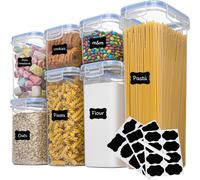 CANDeal Kit de 7 récipients hermétiques pour la conservation des aliments, Couvercles sans BPA, Récipients en plastique pour les céréales Pour la conservation dans la cuisine, Avec étiquettes et marqu