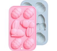 CANDeal Lot de 2 Lovely Rabbit Moule en silicone Lapin Et Oeuf de Pâques Décoration de Gâteau Dessert DIY Pour Pralines Moules à Pudding, Moule en résine Antiadhésif
