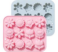 CANDeal Lot de 2 Moules à pralines avec 12 cavités, Moules en silicone antiadhésifs, Moules à pâtisserie Pour pralines, Bonbons, Glaçons, Jell-O, Savon artisanal Et Bombes de bain