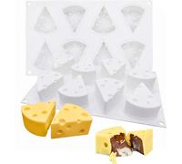CANDeal Lot de 2 moules en silicone en forme de fromage avec 8 alvéoles, moules à cake pop en silicone, moule à pâtisserie en silicone antiadhésif