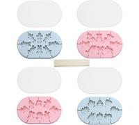 CANDeal Lot de 4 Moules à sucettes en silicone avec 100 bâtonnets en papier, Moule à fondant souple et sûr en forme de bonbon, Pour la fabrication de biscuits pralinés à sucettes, avec stick à sucette