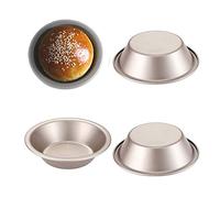 CANDeal Lot de 4 Plat de cuisson antiadhésif pour mini pain, Burger Hamburger, 10cm, Rond Moule à Pain