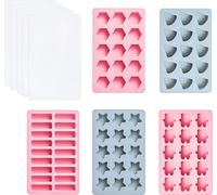 CANDeal Lot de 5 Moules En Silicone Avec Couvercle, Pastèque, Ours, Diamant, Étoiles Et Moules Rectangulaires En Silicone Pour Bonbons, Chocolat, Oursons En Gomme, Caramel, Ganaches, Glaçons