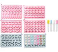 CANDeal Lot de 6 moules à bonbons en silicone/moule à pattes d'animaux en forme de fleur, bol à chocolat antiadhésif avec 4 goutteurs, crée 185 snacks sucrés