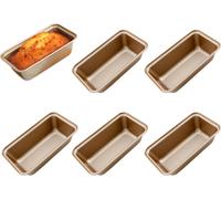 CANDeal Mini 6 pouces / 15,5cm Moules à pain, set de 6, acier carbone,antiadhésif, or