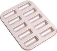 CANDeal Moule à gâteaux Financier avec revêtement antiadhésif, moule à muffins rectangulaire, biscuits, ustensiles de cuisson, mini-moule à pain (10 alvéoles)
