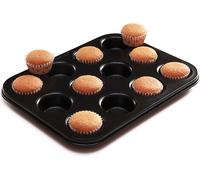 CANDeal Moule à muffins Acier au carbone Moule à muffins pour 12 muffins, Plaque à muffins 20 x 25 cm, Moules à cupcakes Antiadhésif