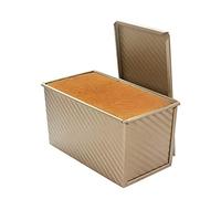 CANDeal Moule à Pain avec Couvercle,Acier épais, antiadhésif, pour la Fabrication de gâteau et de Pain grillé (Or, Vague, 450g de pâte)