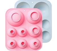 CANDeal Moules en silicone pour bombes au chocolat, Lot de 2, 8 trous dans 3 moules ronds, Moule à chocolat, Demi-cercle, Moules en silicone sans BPA Pour la cuisson de la mousse de dôme de bombes au 