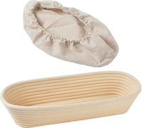 CANDeal Panier de fermentation ovale de 35 cm avec insert en lin - Le panier de fermentation idéal pour la pâte à pain, en roseau naturel Peddigrohr