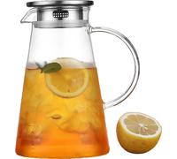 CANDeal Pichet en verre 1,2L Carafe en verre avec couvercle Carafe à eau en verre borosilicaté Carafe à eau Carafe à boisson en verre