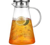 CANDeal Pichet en verre 2L Carafe en verre avec couvercle Carafe à eau en verre borosilicaté Carafe à eau Carafe à boisson en verre