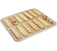 CANDeal Plaque à pâtisserie pour éclairs/biscuits à la cuillère, 14 moules à muffins, moule à gâteau, anti-adhésif