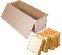 CANDeal Pour 350g de pâte à pain grillé Moule à pâtisserie Moule à pain avec couvercleGold-Rectangle-Lisse