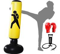 CANDeal Sac de boxe adulte 160 cm, Sac de boxe sur pied Sac de boxe gonflable Tumbler Adulte Fitness Décompression Sacs de sable Kick Combat Entraînement, Avec pompe à air manuelle et gants de boxe (J