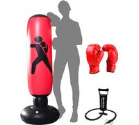 CANDeal Sac de boxe pour adultes 160 cm, Sac de boxe sur pied Sac de boxe gonflable Tumbler Adulte Fitness Décompression Sacs de sable Kick Kampftraining, Avec pompe à air manuelle et gants de boxe (R