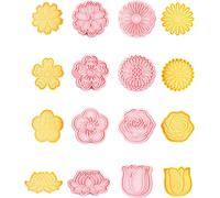CANDeal Set de 8 emporte-pièces de fleurs, marguerite, fleur de cerisier, tulipe, lotus, rose, tournesol, fleurs d'été en 3D, emporte-pièces, biscuits, moules à fondant Avec poignée de pression