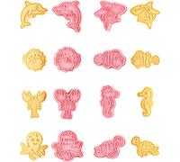 CANDeal Set de 8 emporte-pièces "Ocean Life" avec set de tampons, Emporte-pièces en PP de qualité alimentaire "Sealife", Emporte-pièces pour gaufrer des organismes marins Pour la confection de fondant
