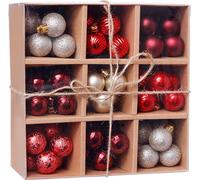 CANDeal Set De 99 Mini-Boules De Noël, Incassables, 30 Mm, Boules De Noël, Décorations D'arbre, Différents Styles, Bulbes De Noël Pour Décorations De Noël, Jupe D'arbre, Maison, Fête (Rouge)