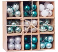 CANDeal Set De 99 Mini-Boules De Noël, Incassables, 30 Mm, Boules De Noël, Décorations D'arbre, Différents Styles, Bulbes De Noël Pour Décorations De Noël, Jupe D'arbre, Maison, Fête (Vert)